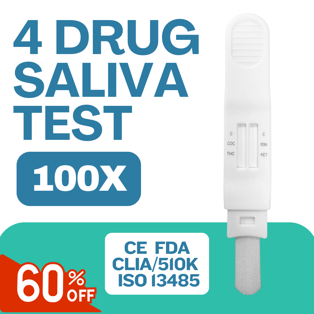 test saliva for 4 most common party drugs - pack of 100 with 60% discount