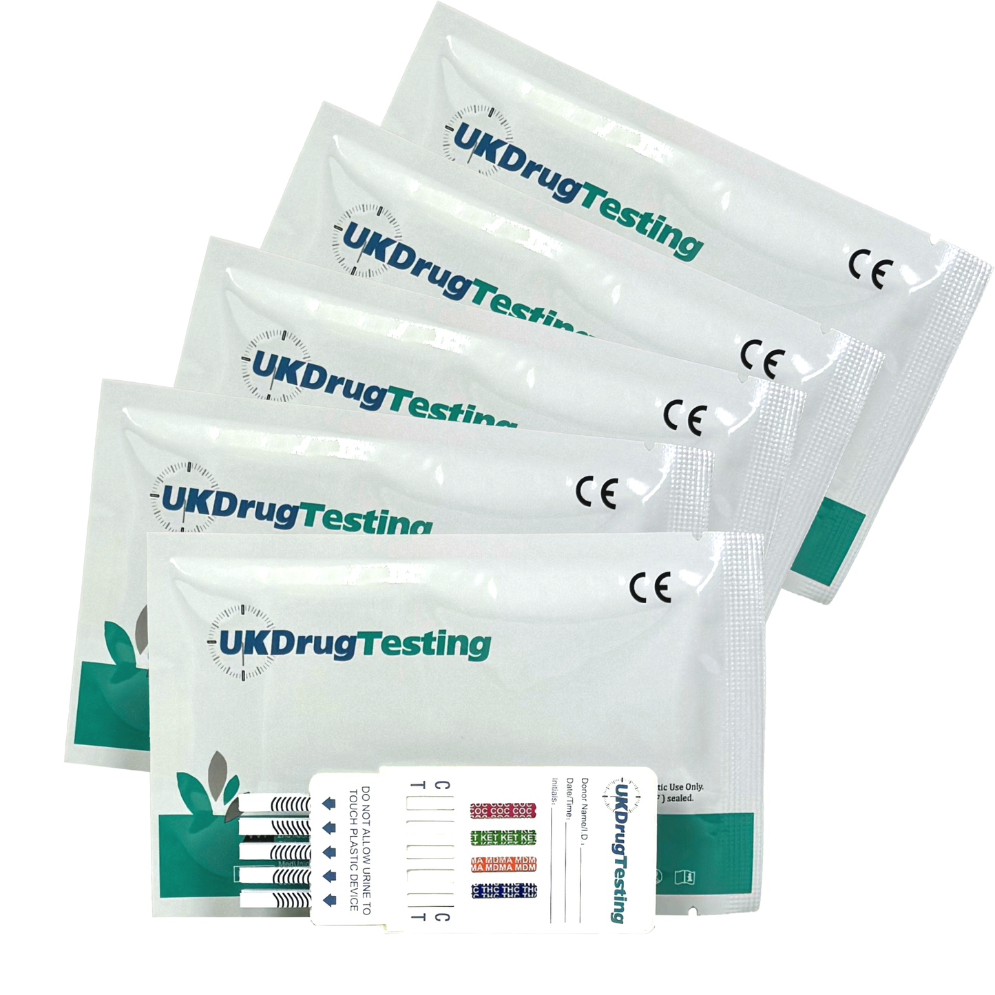 UK Drug Testing drug test strips packaging on a white background