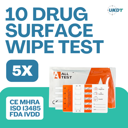 alltest drug testing kit for surface wipes pack of 5