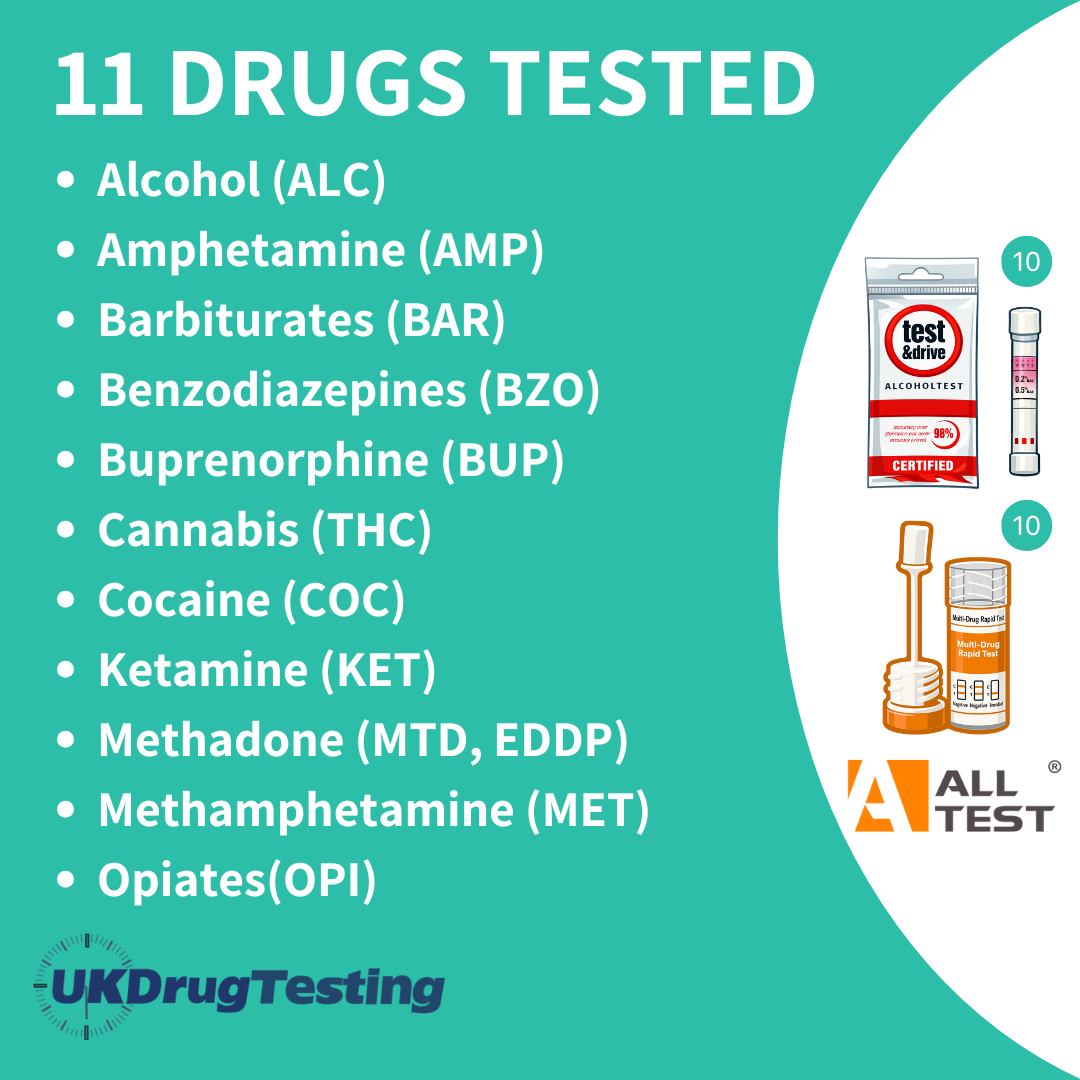 big pack 10 Panel Saliva Construction Drug Testing Kit and Test And Drive Alcohol Breathalyser Kits Drug And Alcohol Pack Drug List
