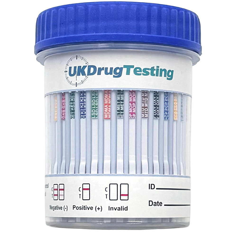 UKDrugTesting 23 panel urine drug test cup with nitazene and fentanyl panels