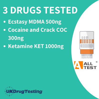 3 panel rave drugs test kits for surfaces and powders