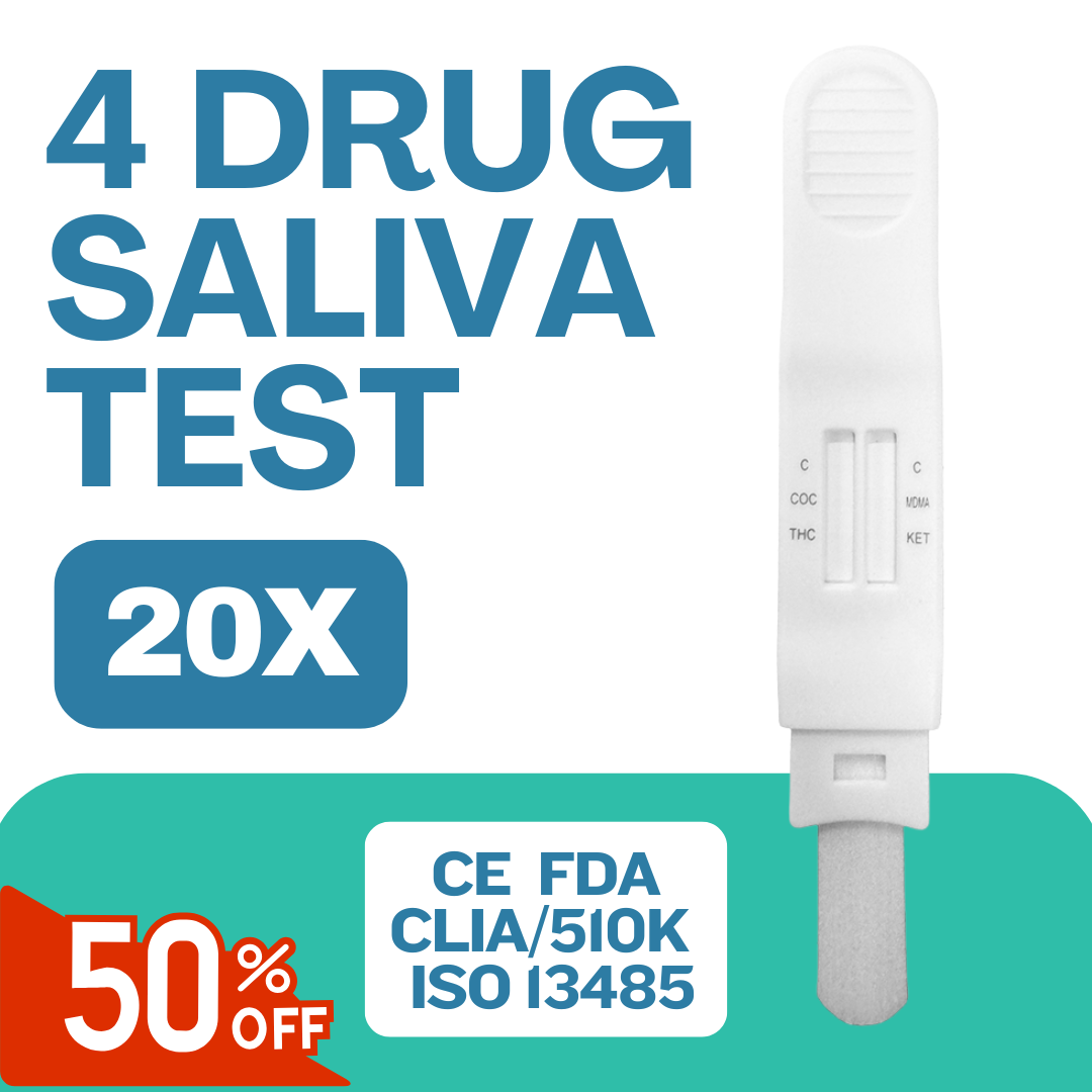 test saliva for 4 most common party drugs - pack of 20 with 50% discount