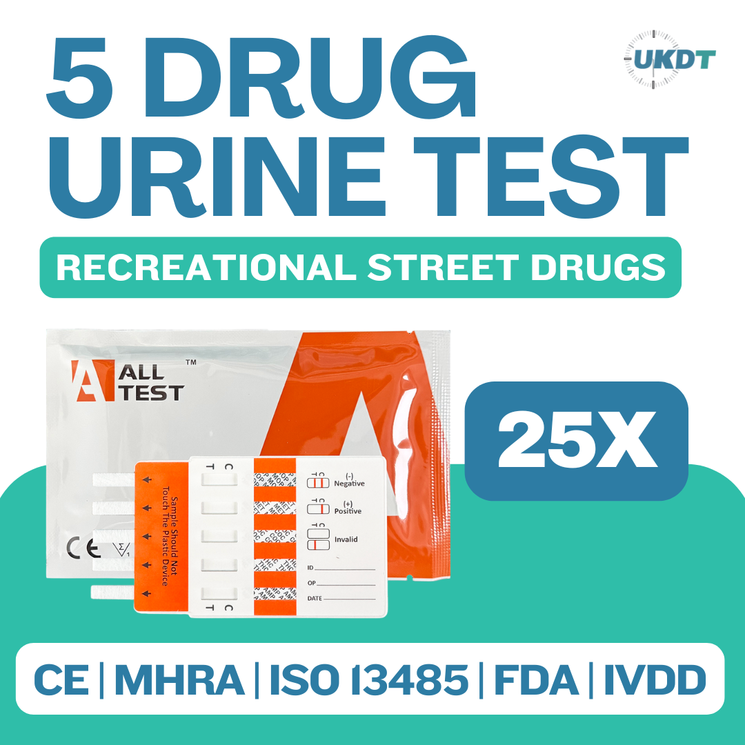 alltest 5 panel urine drug test kit panel for common recreational drugs x25