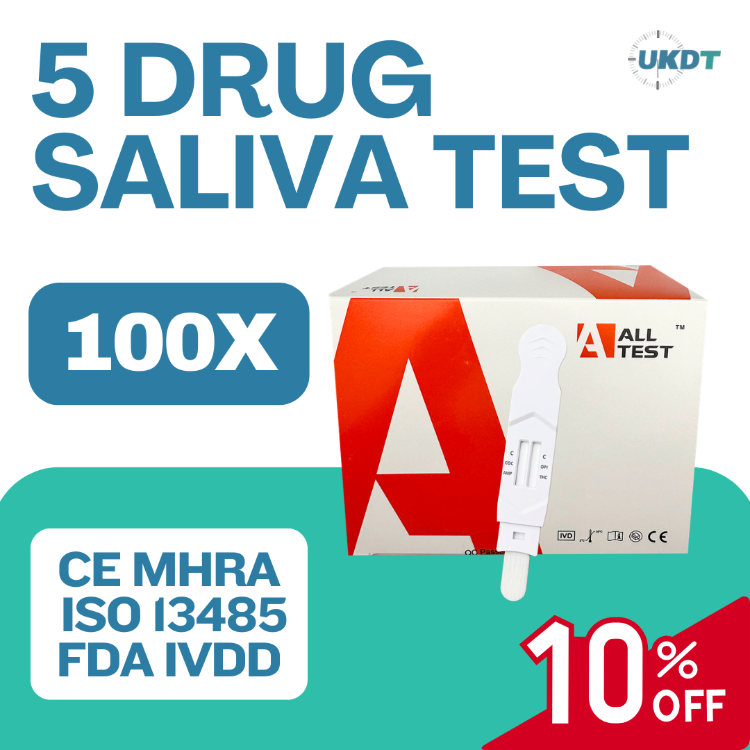 alltest 5 panel saliva drug testing kits uk pack of 100 bulk savings