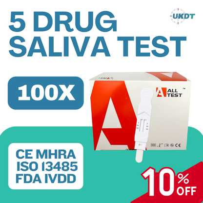 alltest 5 panel saliva drug testing kits uk pack of 100 bulk savings