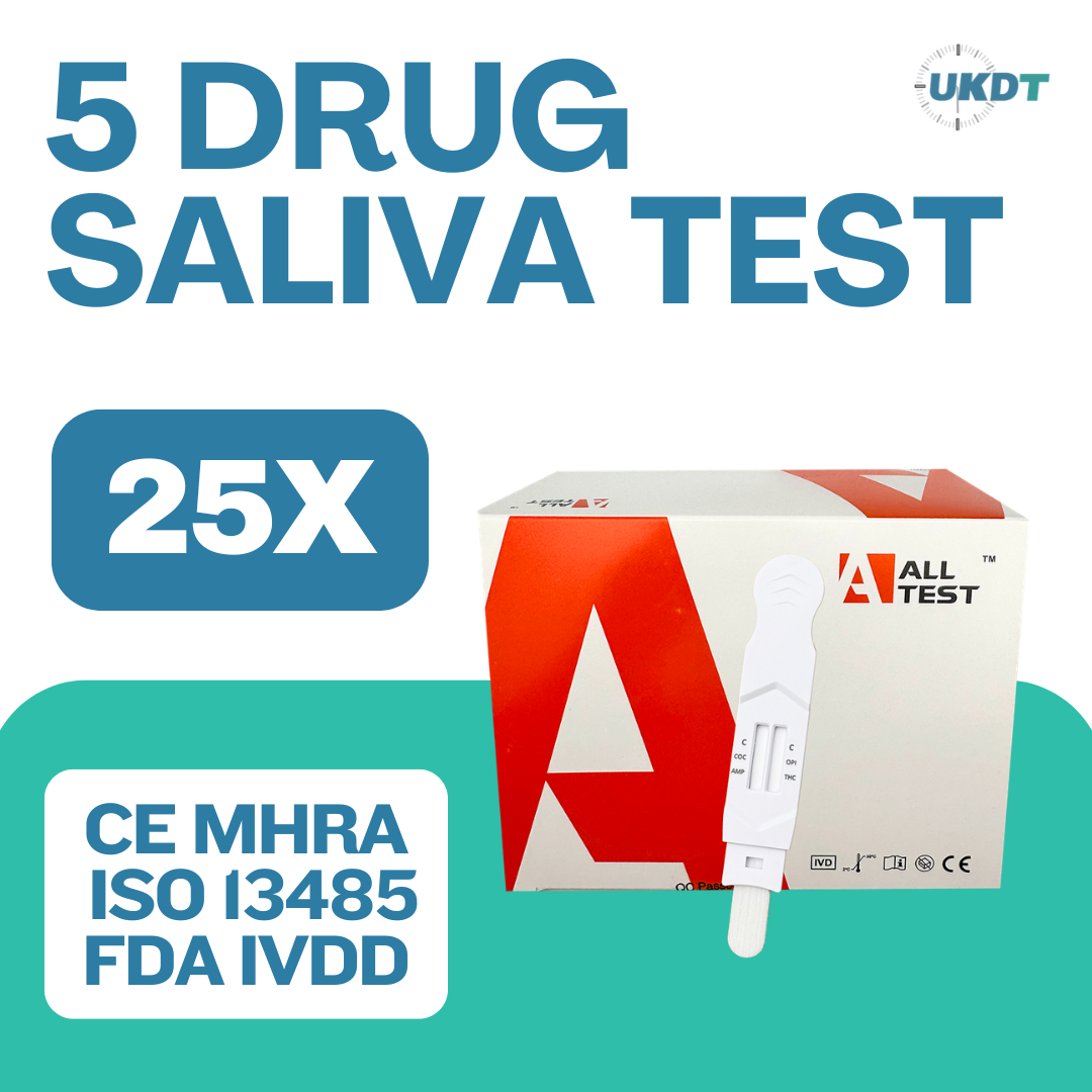 alltest 5 panel saliva drug test screening kits uk pack of 25
