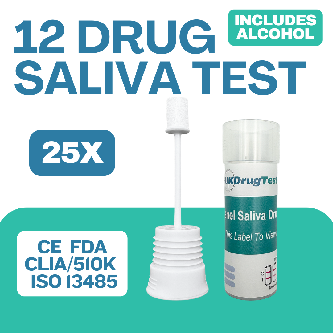 12 drugs and alcohol saliva test kits pack of 25