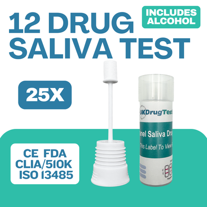 12 drugs and alcohol saliva test kits pack of 25