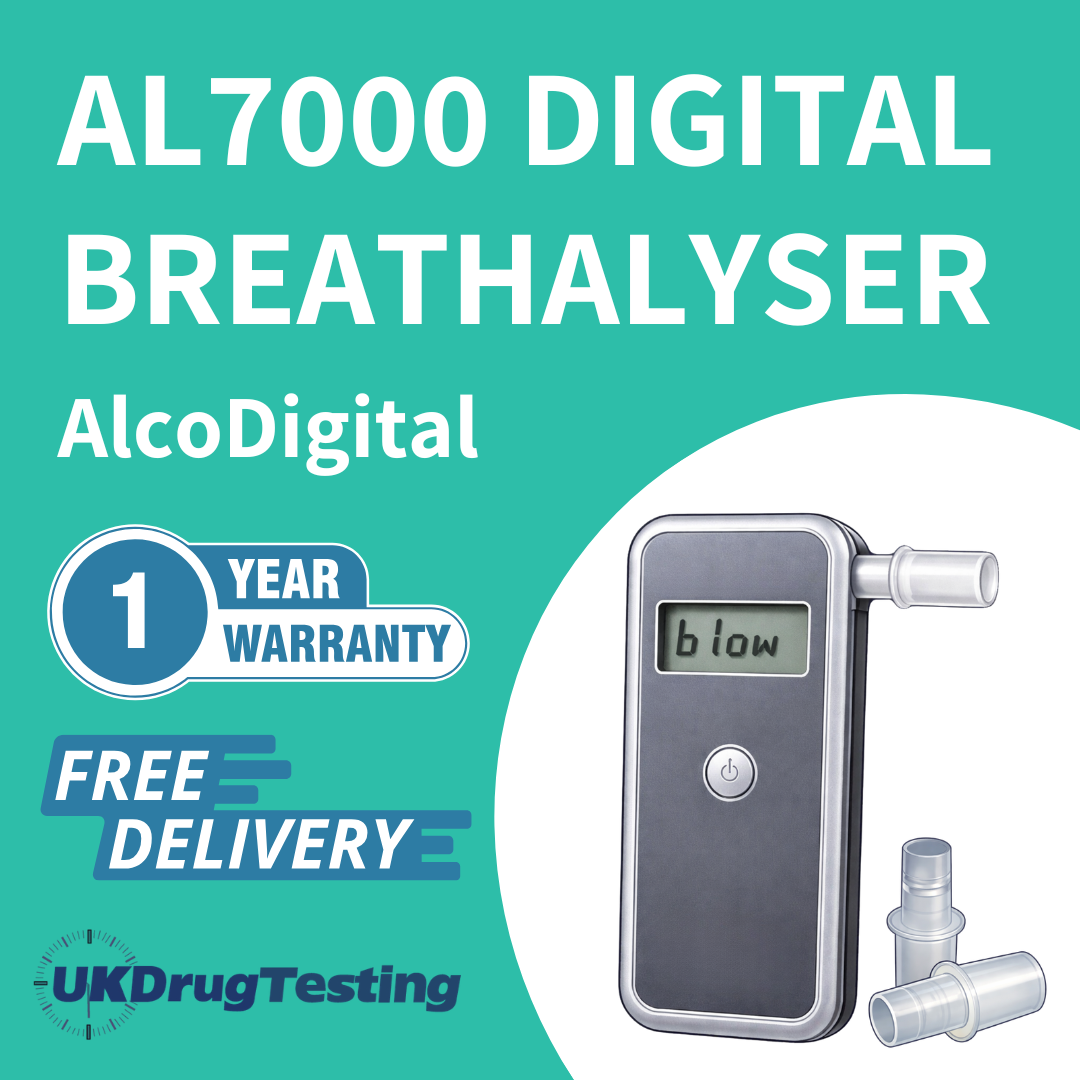 AL7000 digital breathalyser displaying mg/l reading