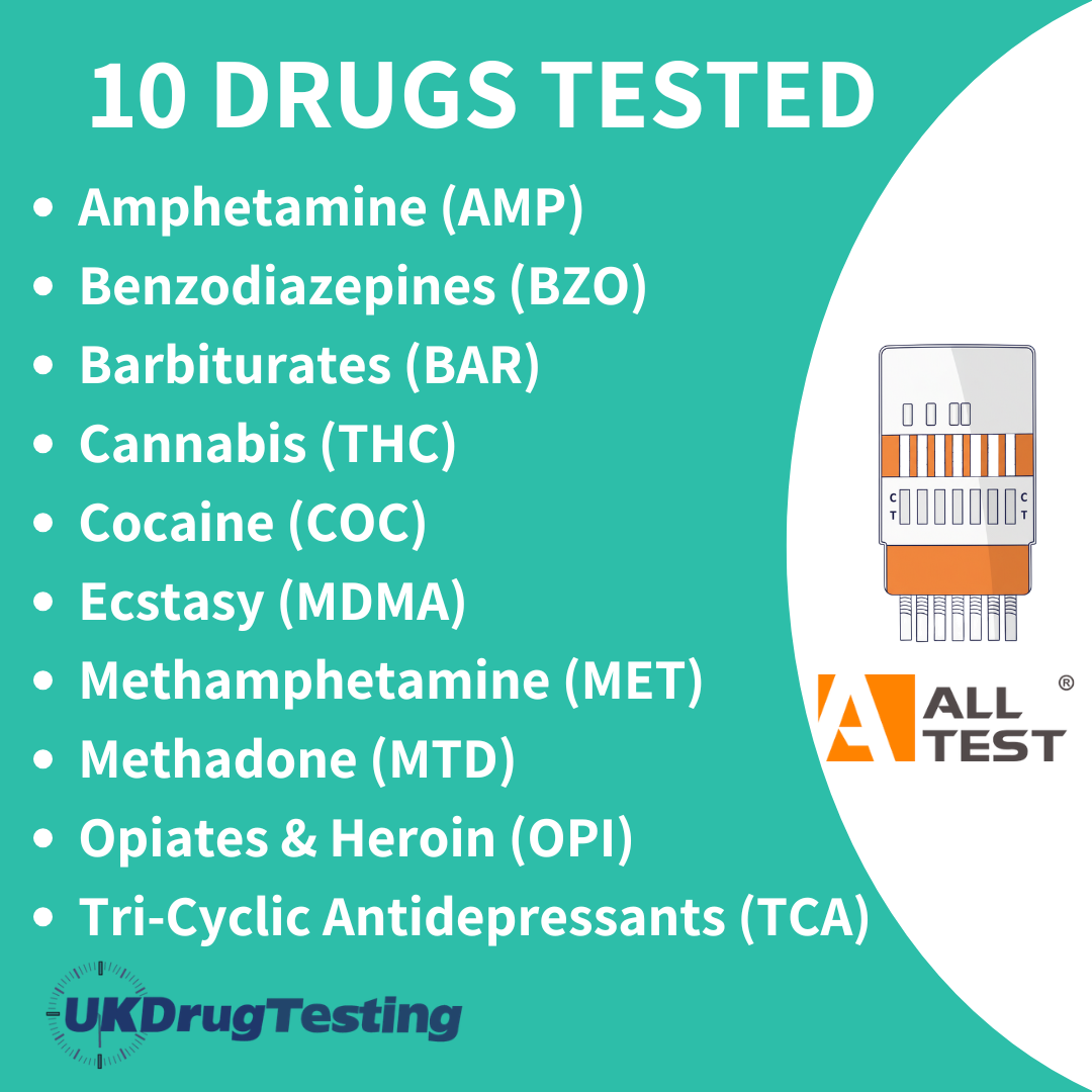 ALLTEST 10 Panel UK Standard Industry Drug Test Urine Drug Test Kit Drug List