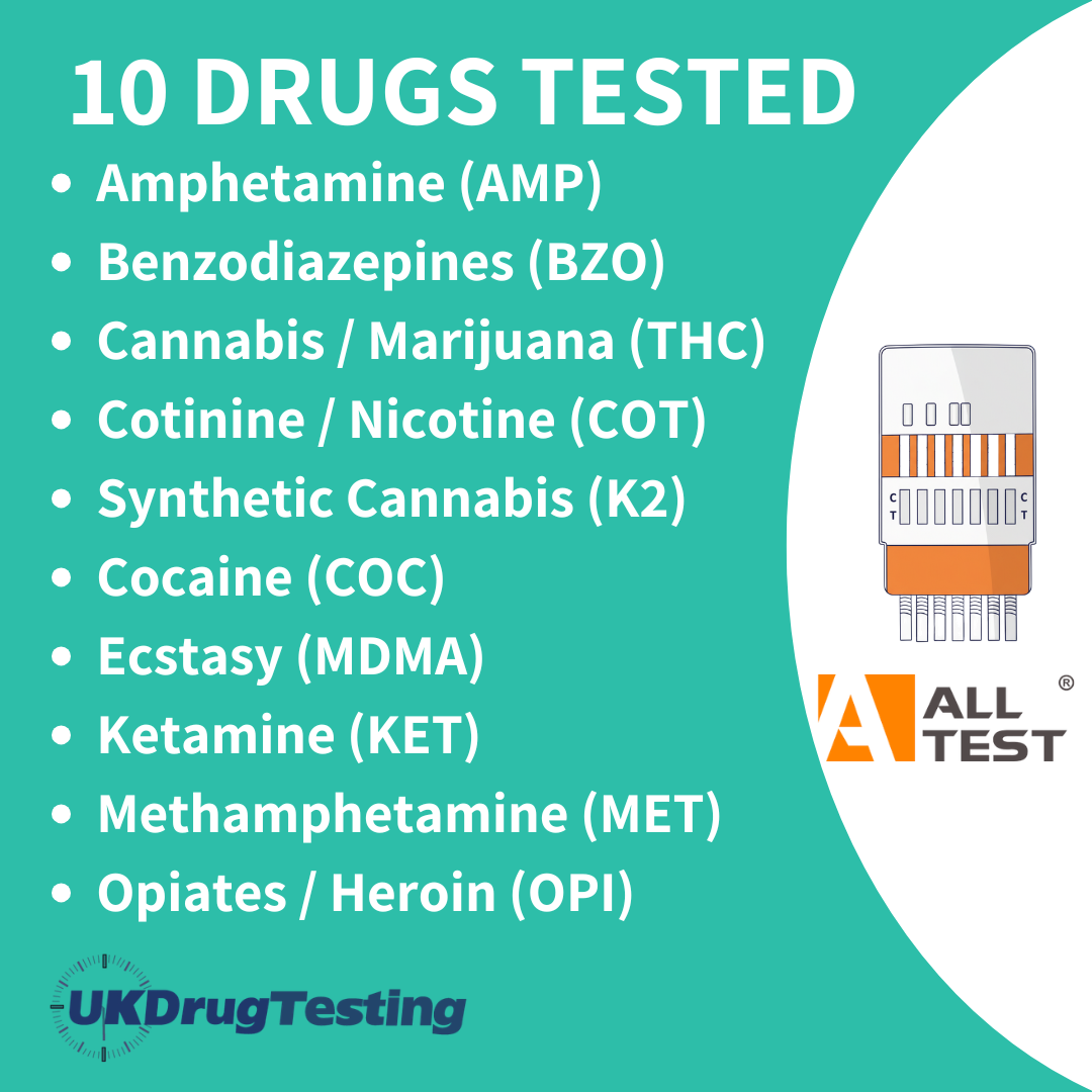 ALLTEST 10 Panel Urine Drug Testing Kit Drug List