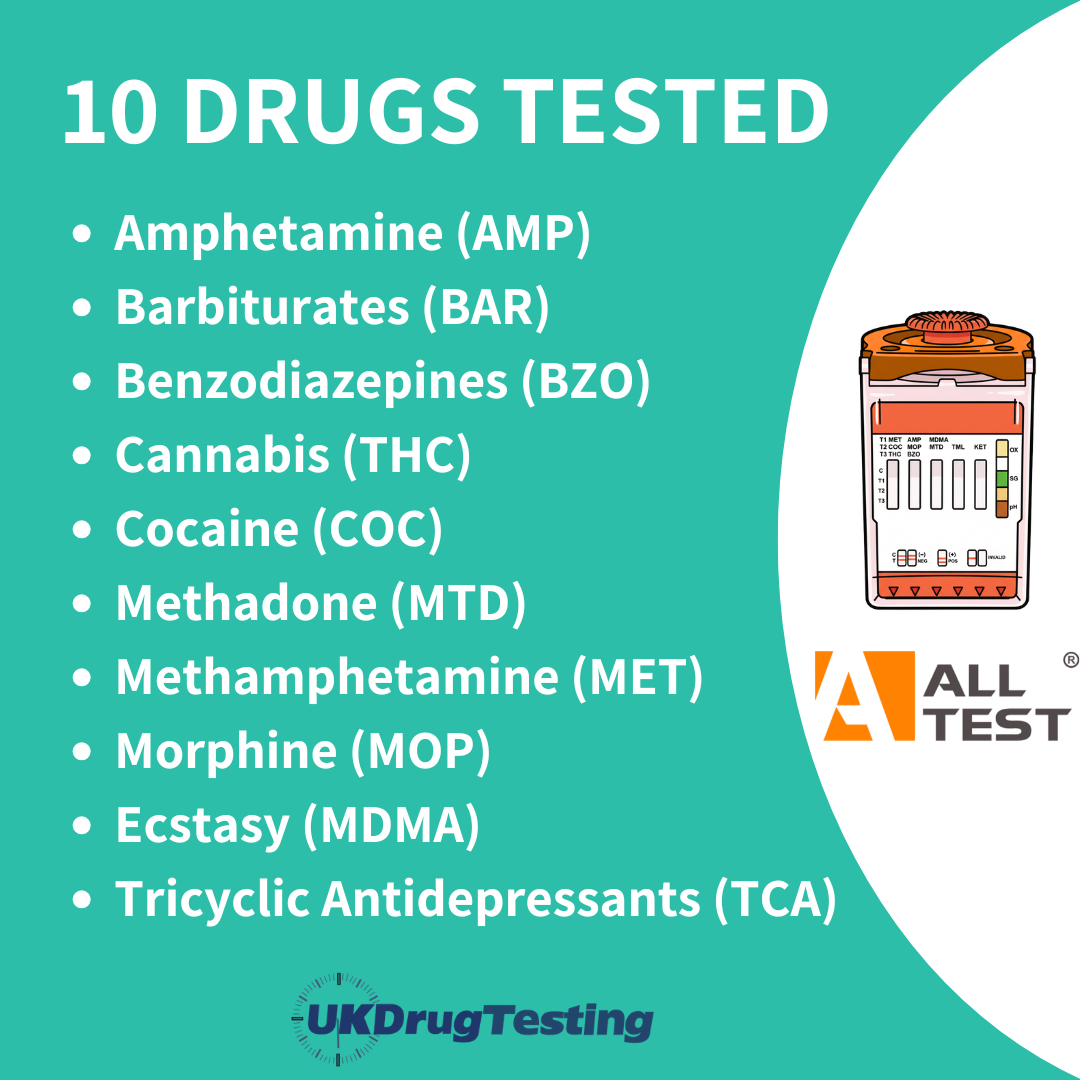 ALLTEST 10 Panel Workplace Urine Drug Testing Kit Special Offer Expiry SEP 2026 Drug List