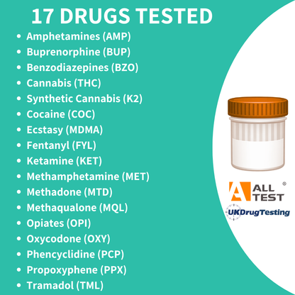 ALLTEST 17 Panel Drug Test Cup With Adulteration And Temp Strip Urine Drug List