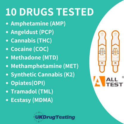 Drug Direct Saliva Drug Testing Kit for 10 drugs Drug list