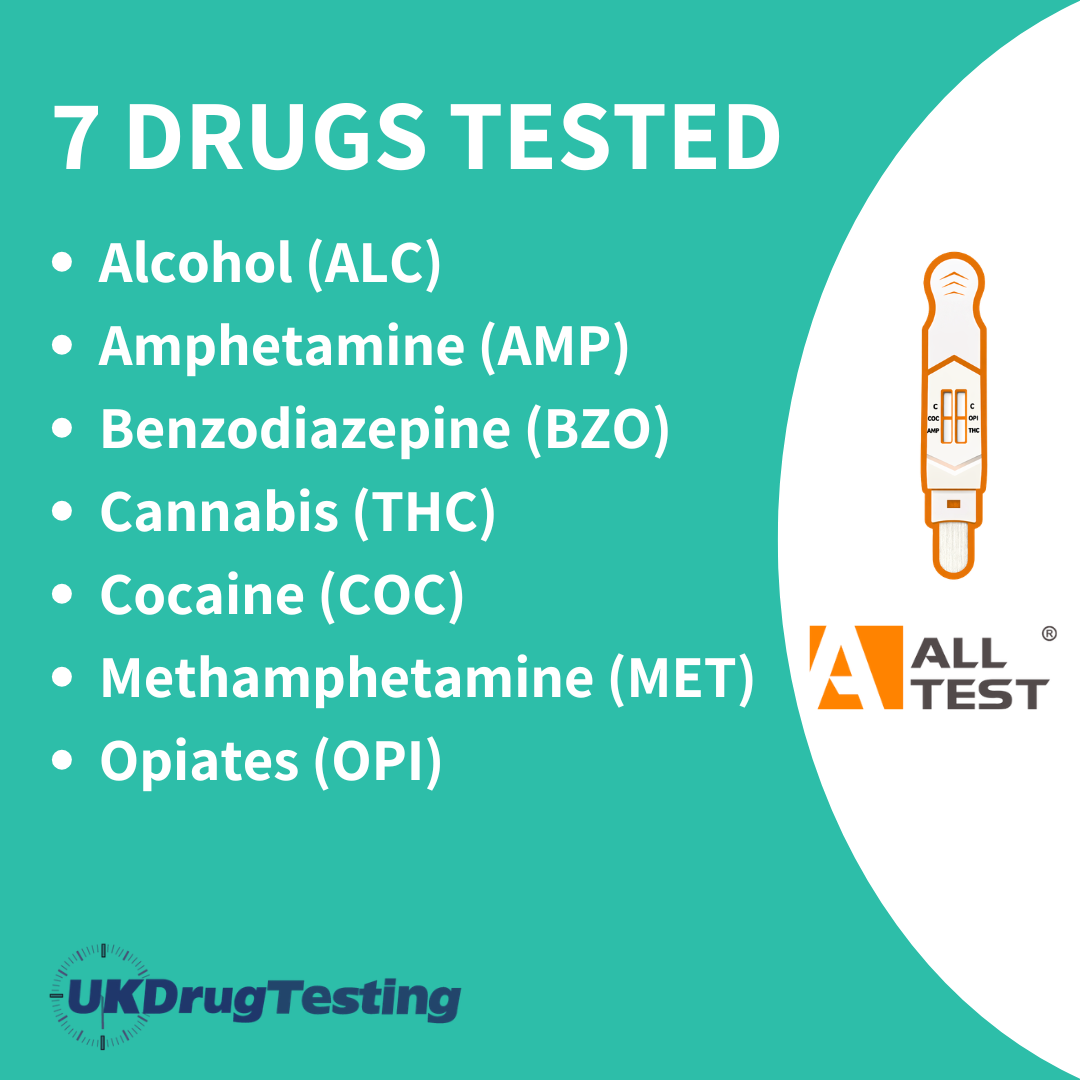 ALLTEST Workplace Drug and Alcohol Test DSD-873ALC-MET 7 Panel Saliva Drug Testing Kits Drug List