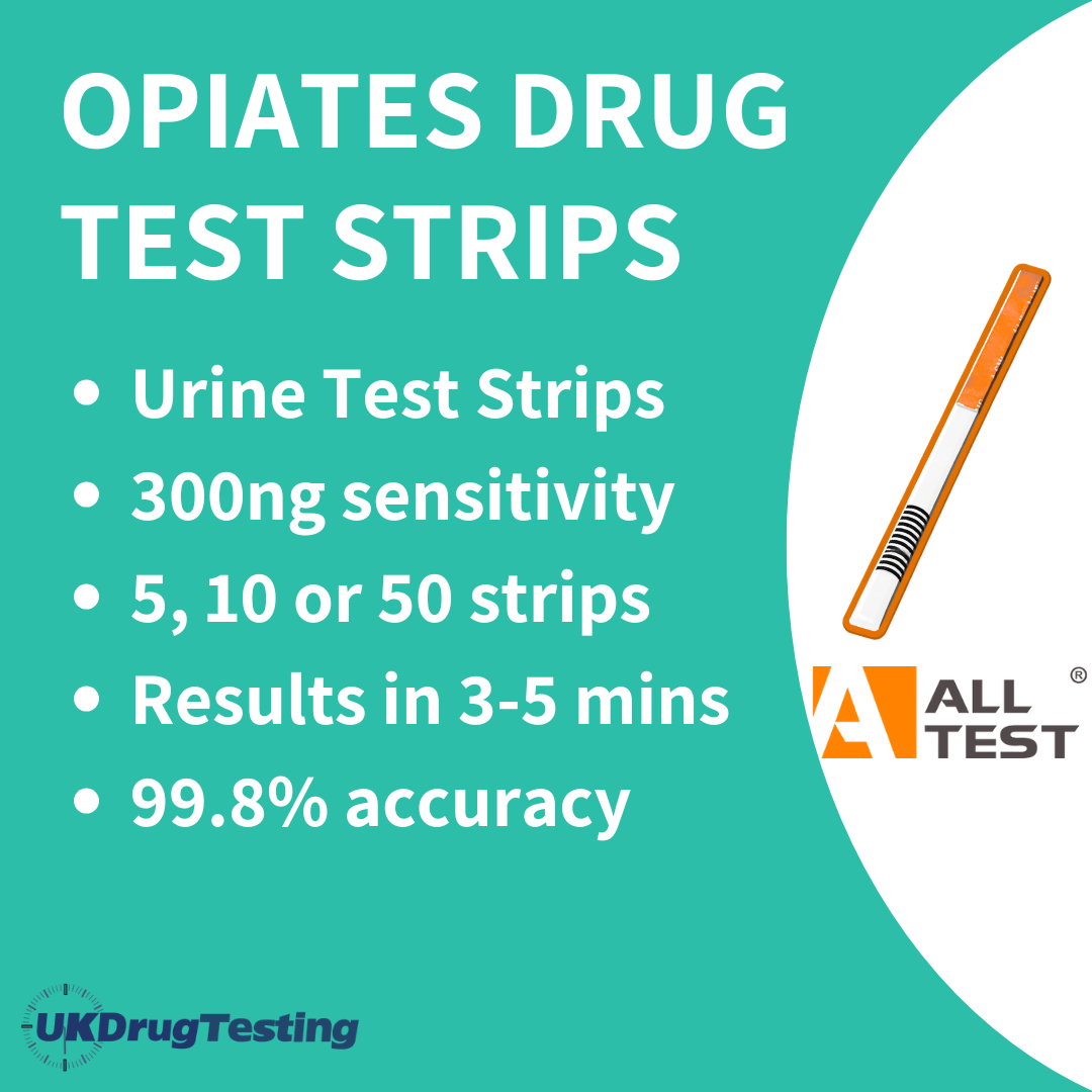 Drug test strips for MOP opiates info card