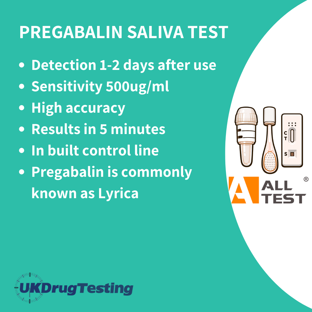 Pregabalin Lyrica Saliva Drug Test Kit Info Card
