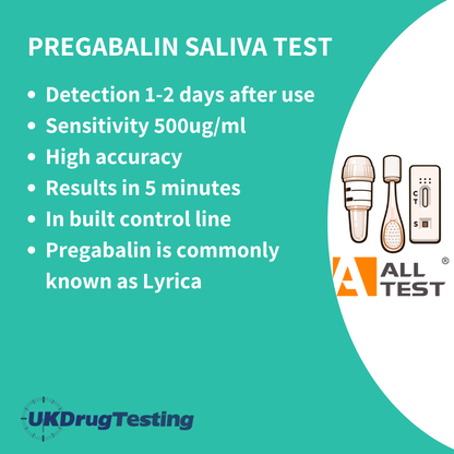 Pregabalin Lyrica Saliva Drug Test Kit Info Card
