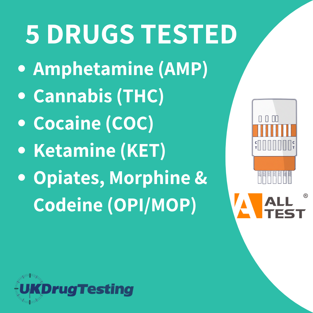 ALLTEST Ultra Sensitive Recruitment 5 Panel Urine Drug Test Kit Drug List