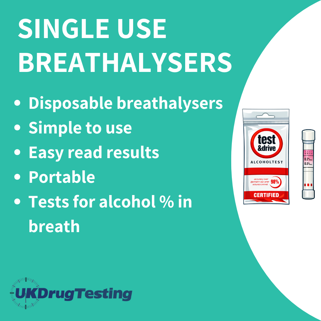 Disposable single use breathalysers info card