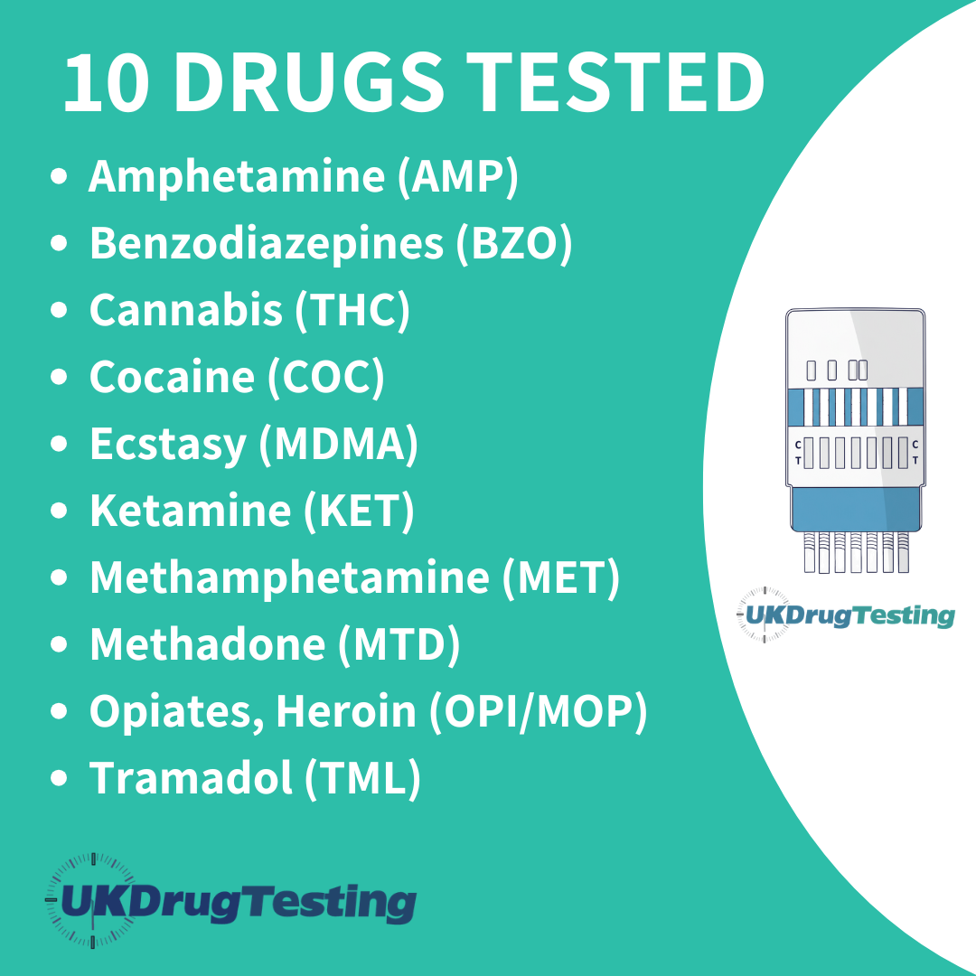 UKDrugTesting 10 Panel Workplace Urine Drug Test Kit Drug List
