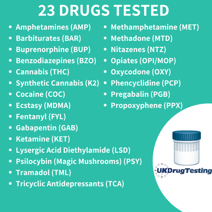 Best drug test to test for the most drugs - all round drug test - 23 panel drug testing kit for urine