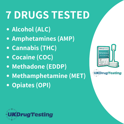 UKDrugTesting 7 Panel Workplace Saliva Drug & Alcohol Testing Kit EDDP/OPI Drug List 