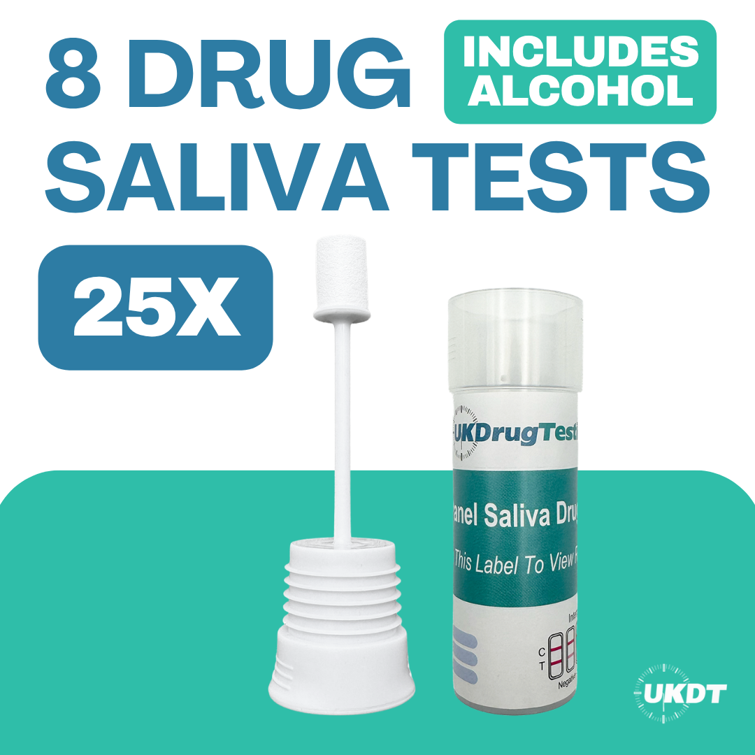 UKDT 8 Drug Saliva Tests kit including alcohol x25