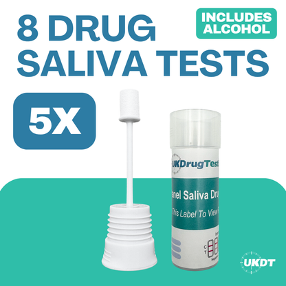 UKDT 8 Drug Saliva Tests kit including alcohol x5