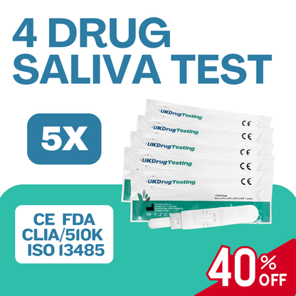 test saliva for 4 most common party drugs - pack of 5 with 40% discount