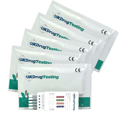 UK Drug Testing drug test strips packaging on a white background
