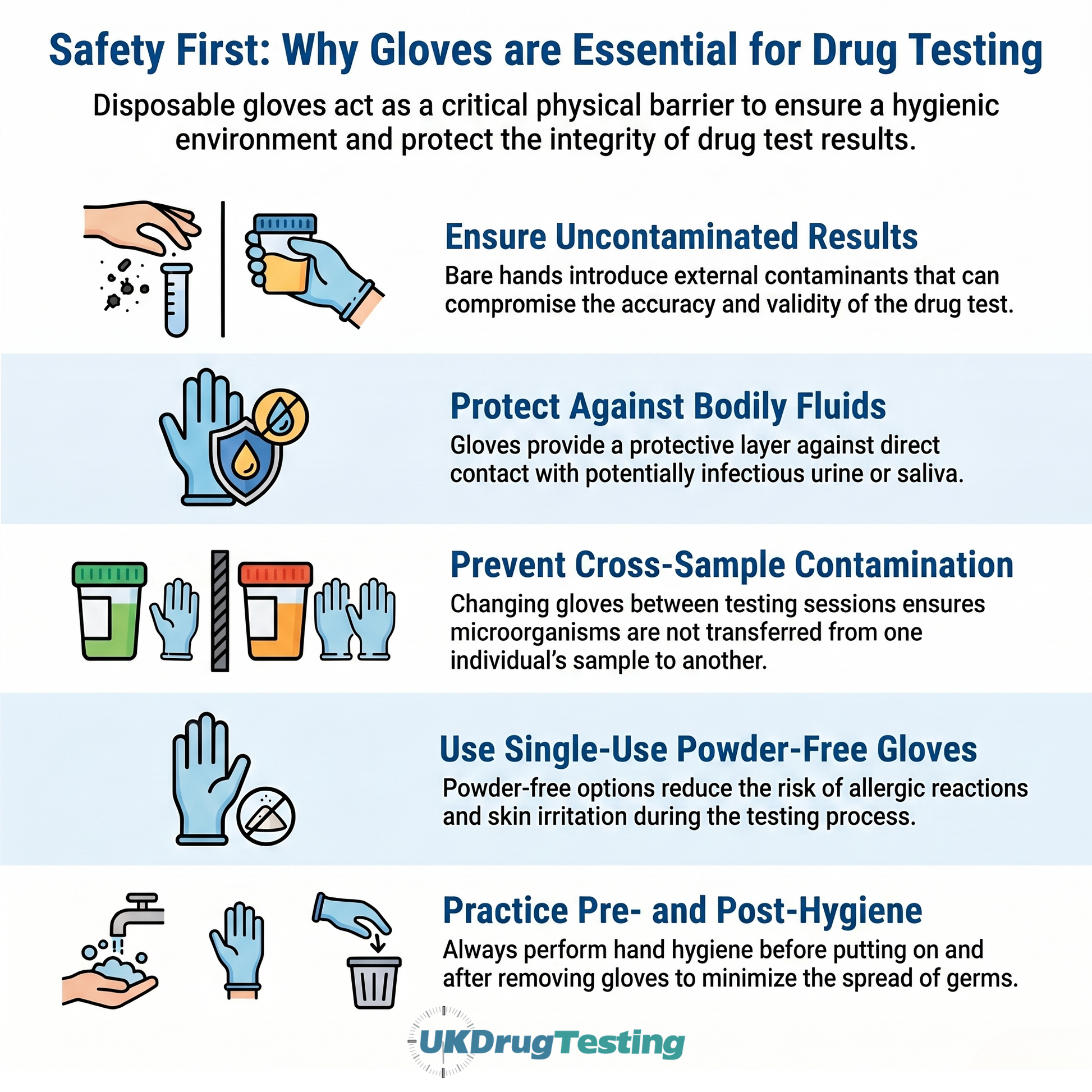 do I need to wear gloves when conducting drug testing at work?
