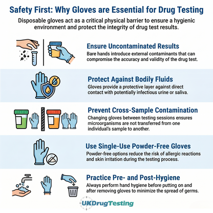 do I need to wear gloves when conducting drug testing at work?